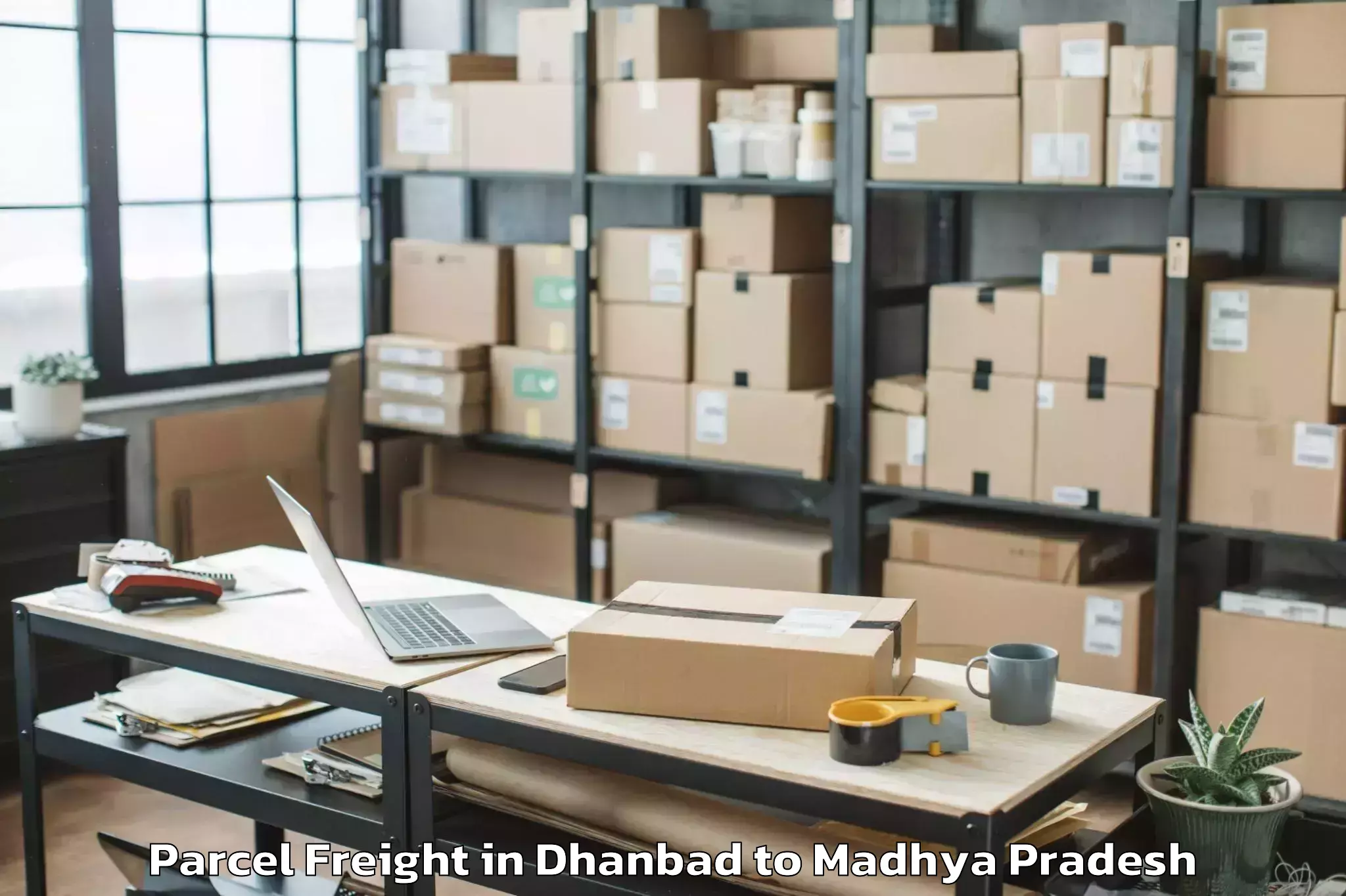 Trusted Dhanbad to Rahatgaon Parcel Freight